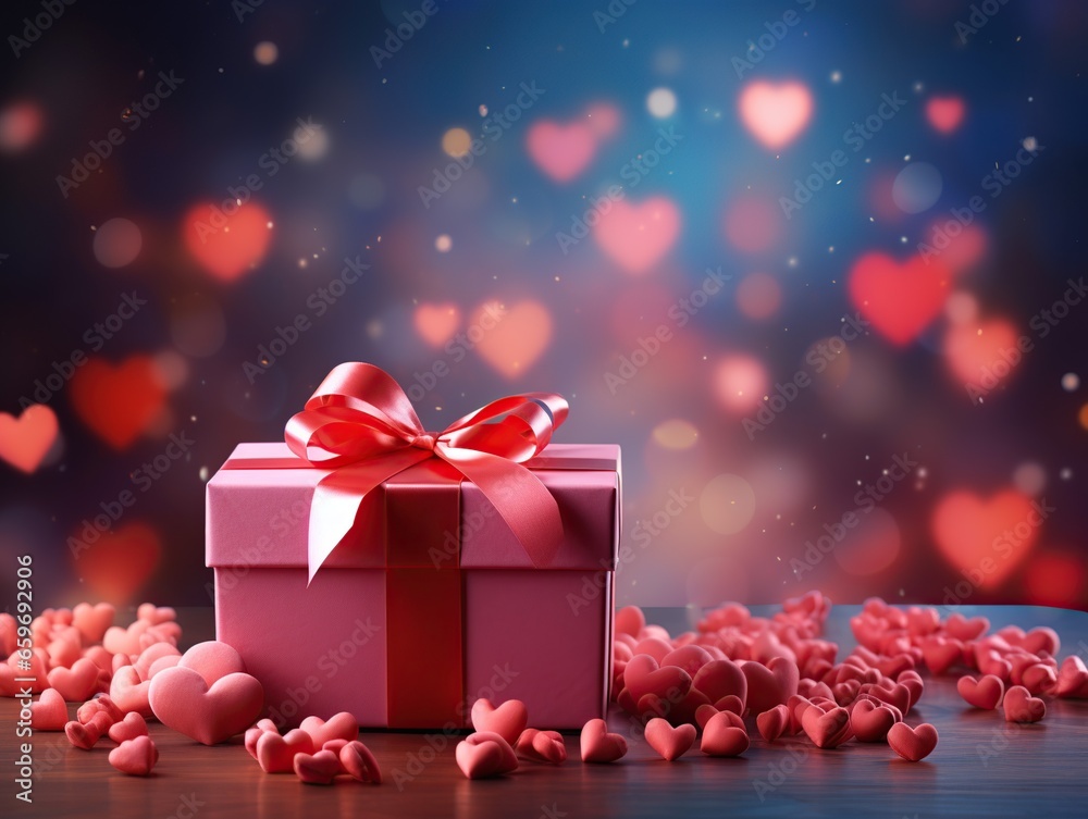 Valentine's day background with hearts and gift box, happy Valentine day , Generative Ai Valentine's day background with hearts and gift box, happy Valentine day , Generative Ai
