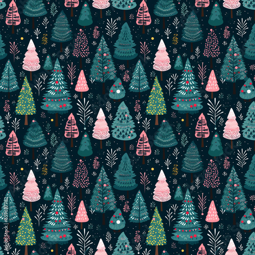 Bright Pink Christmas Tree pattern
