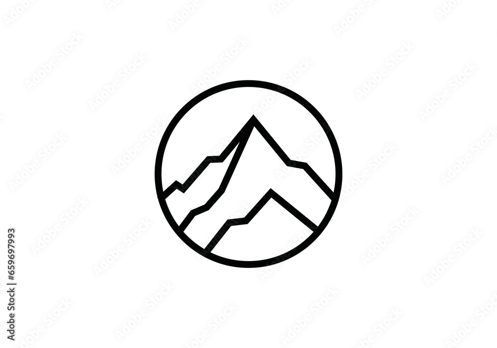 simple mountain logo, linear style creative modern vector design	
