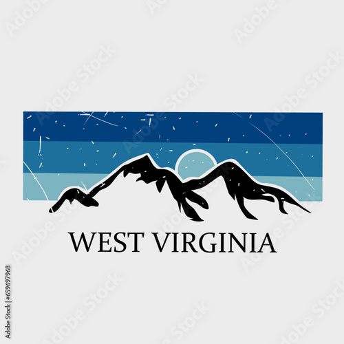 vector of west virginia mountain with blue sky scenery perfectf for print, etc