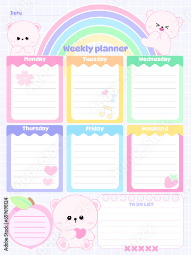 Chalkboard diary kids inspiration notebook elements sticker design personal template kawaii cartoon animal character on paper planner for school timetable notes 