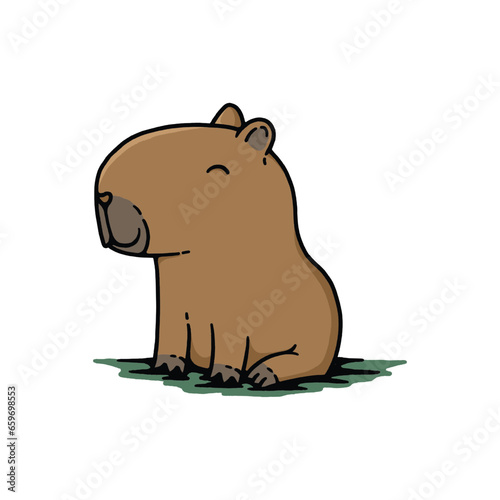 Cute capybara retro vector illustration. Design element for shirt design, logo, sign, poster, banner, card