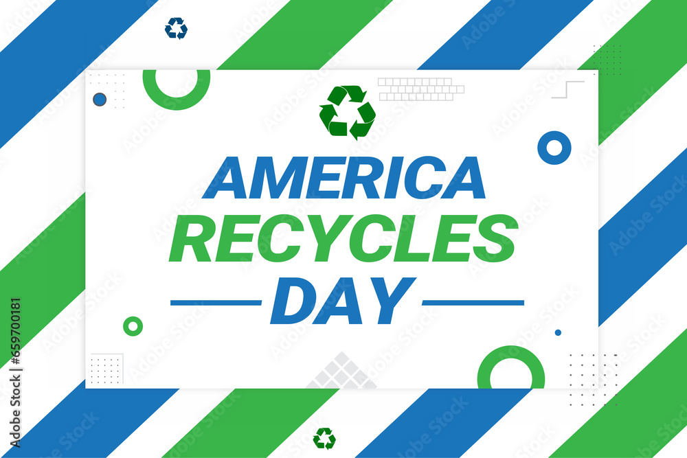 America Recycles day wallpaper with colorful typography and design