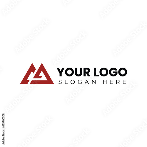 this is an initial logo of letter M shapes like a mountain that looks sporty bold and modern in deep red color