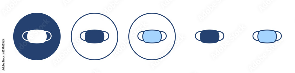 Mask icon vector. Medical mask sign and symbol. Man face with mask icon. Safety breathing mask