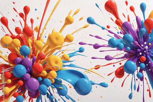 Creative digital picture of 3d liquid paint splash with colors and frozen moment created using ai technology