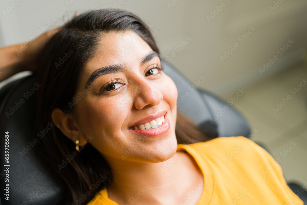 Cheerful woman happy with her henna brows Cheerful woman happy with her henna brows