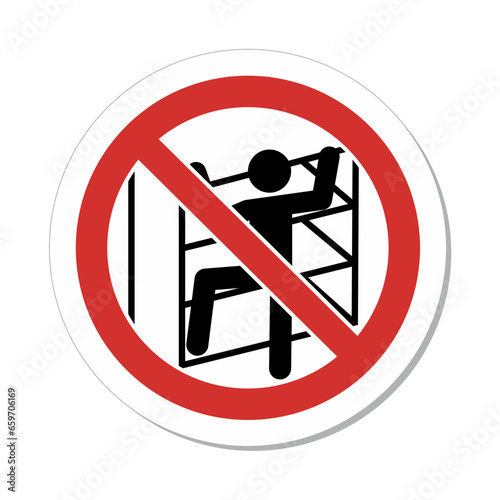 ISO Prohibition Sign: No Climbing Shelve Symbol