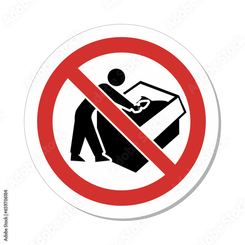 ISO Prohibition Sign: No Digging Through Dumpster Symbol