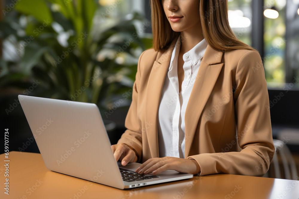 Close up of business woman hands typing on laptop computer, searching and surfing the internet on office desk, online working, telecommuting, freelancer at work concept. Close up of business woman hands typing on laptop computer, searching and surfing the internet on office desk, online working, telecommuting, freelancer at work concept.
