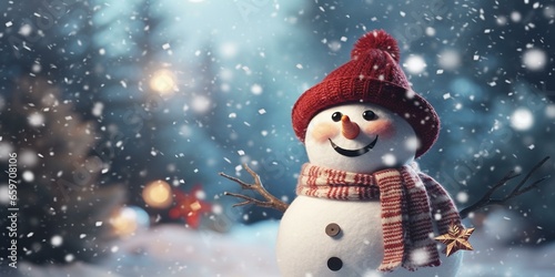 christmas snowy winter snowman snowflakes falling background cinematic