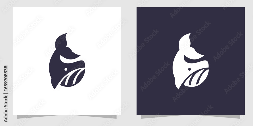 whale logo design vector - obrazy, fototapety, plakaty 