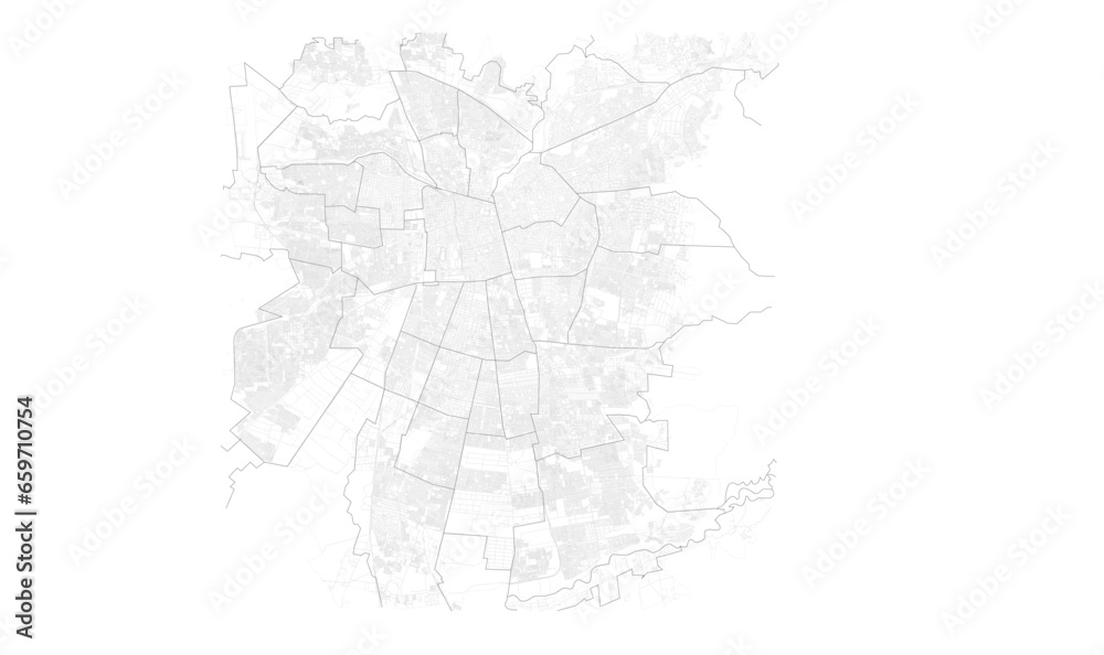 Mapa en vectores del Gran Santiago, Region Metropolitana, Chile 