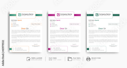 Corporate Letterhead Design Template. It’s made with Adobe Illustrator and easily editable text, logo, color, image, and all layers are properly organized. photo