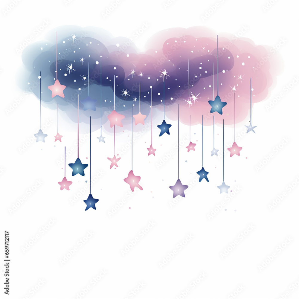 background with pink, blue and purple clouds and stars