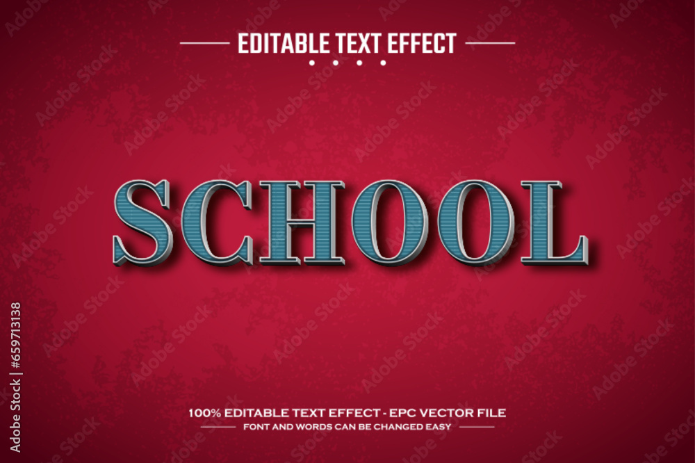 School 3D editable text effect template