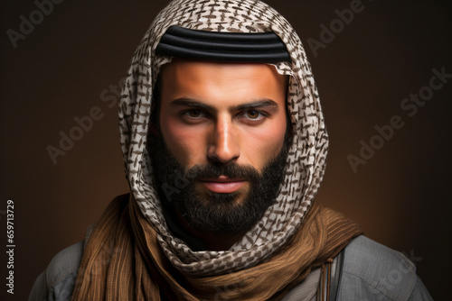 Portrait of modern Arabic man with keffiyeh