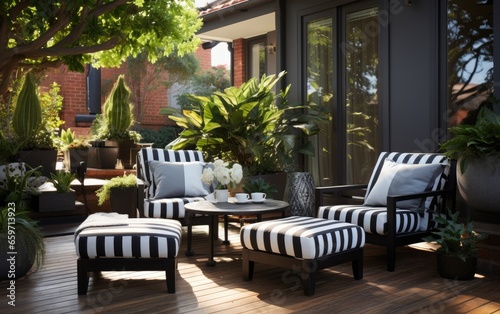 Comfortable seating on outdoor deck