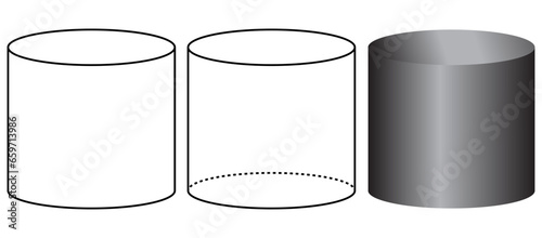 Circular right cylinder shape icon set