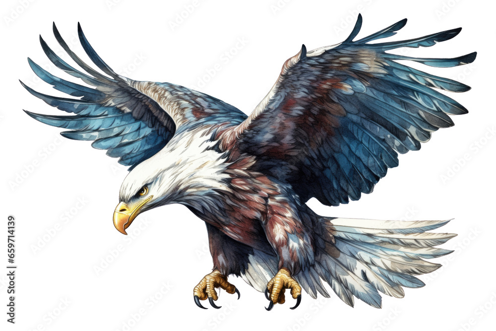 Obraz premium Illustration of an eagle with wide spread wings. PNG