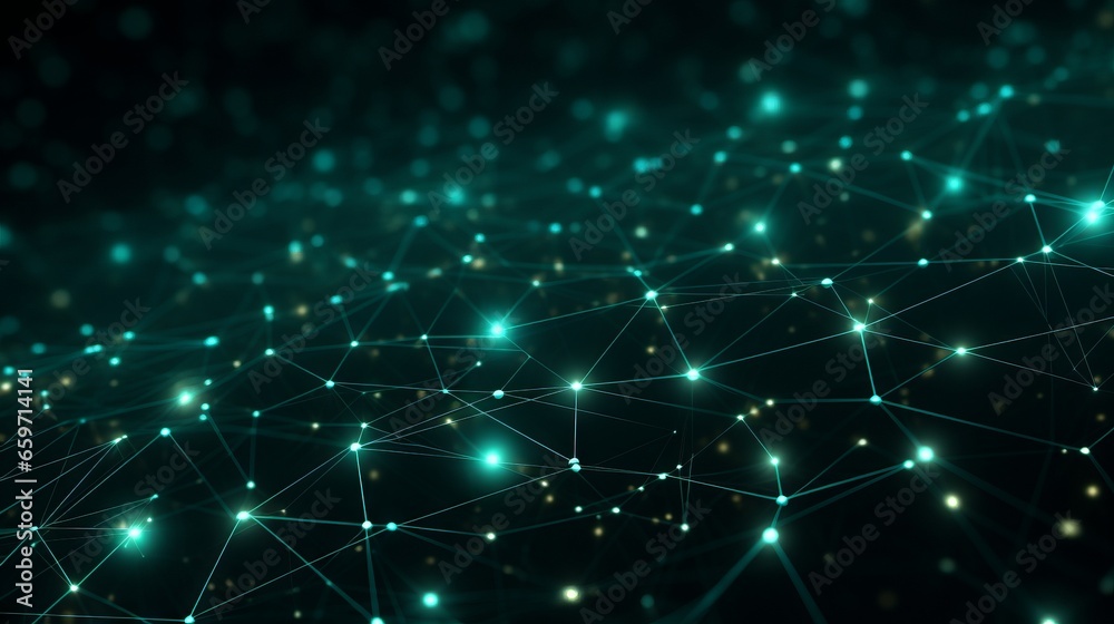 An abstract green technology background with lines and connections. Generative AI. An abstract green technology background with lines and connections. Generative AI.