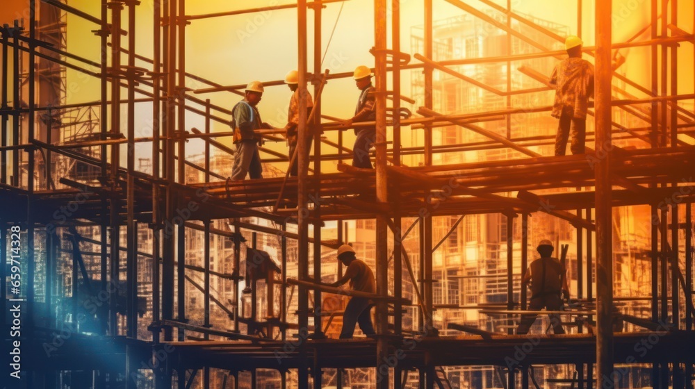 Construction Workers Building Framework Represent the Diligence and Teamwork Required to Construct Functional Infrastructure Construction Workers Building Framework Represent the Diligence and Teamwork Required to Construct Functional Infrastructure