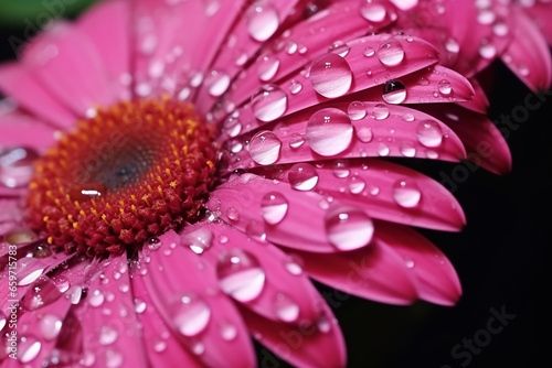 Fresh Flowers with Water Drops on Pink Petals After the Rain - Created with Generative AI Tools