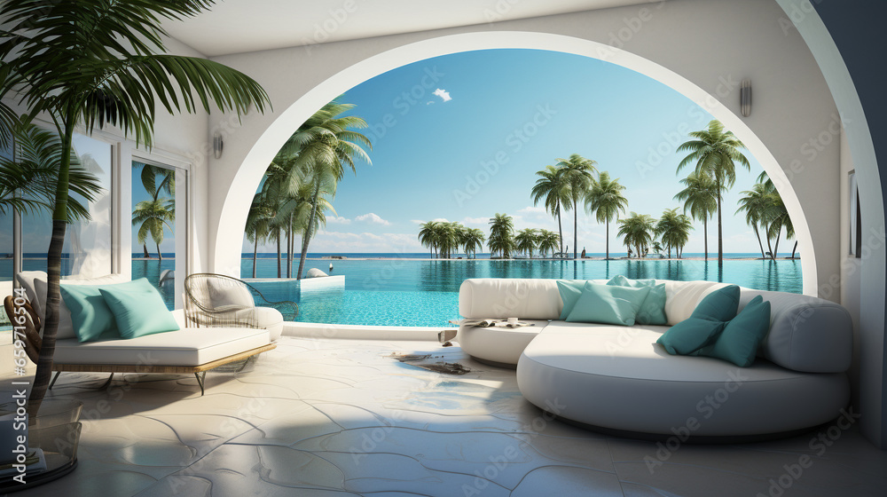 Fototapeta premium pool in hotel HD 8K wallpaper Stock Photographic Image