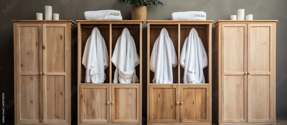 put white robes on locked wooden cupboards put white robes on locked wooden cupboards