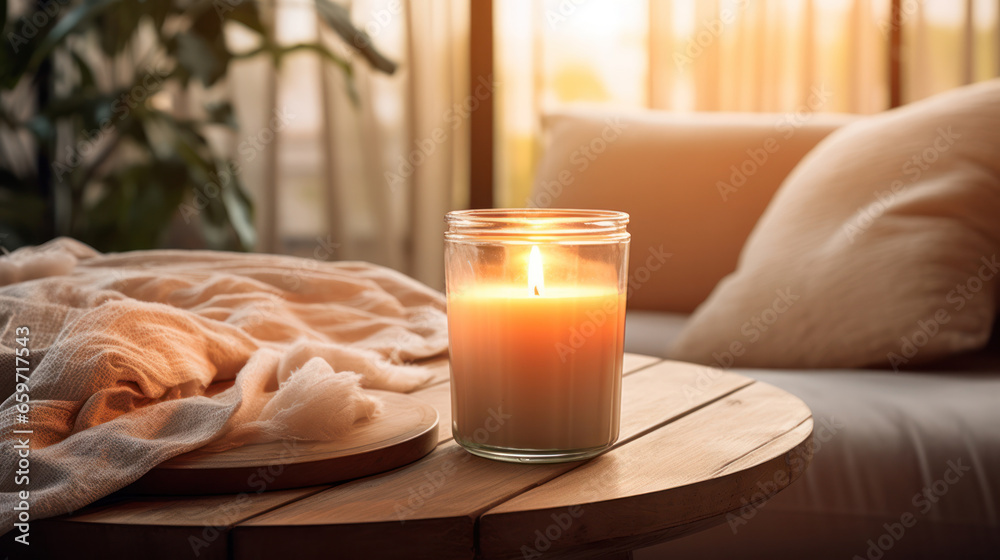 Romantic cozy candle background, Warm tones, Relaxation. Generative AI Romantic cozy candle background, Warm tones, Relaxation. Generative AI
