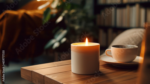 Romantic cozy candle background, Warm tones, Relaxation. Generative AI