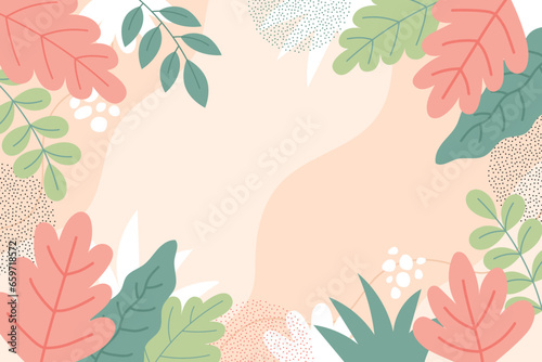 Hand Drawn Abstract Leaves Pastel Colors Background for Wallpaper or Presentation