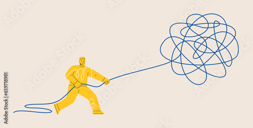 Unraveling difficult situations the concept of social psychiatry. Colorful vector illustration