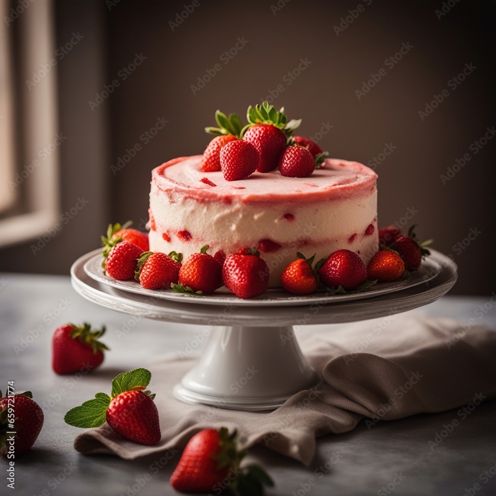cake with strawberries cake with strawberries