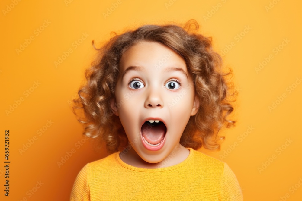 Surprised child on a plain background. Facial expression. Surprised child on a plain background. Facial expression.