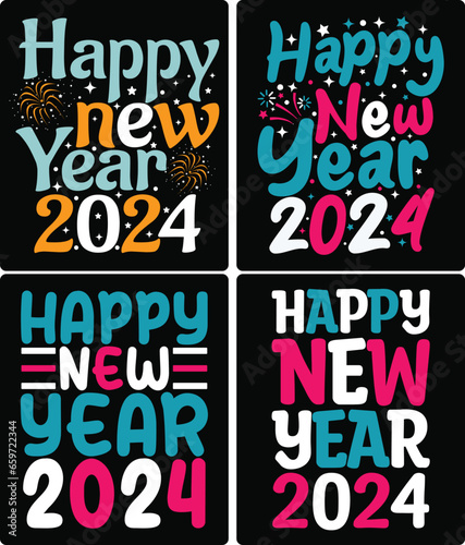 happy new year 2024 t shirt design  typography t shirt  Ready for t-shirt  mug  gift and other printing.