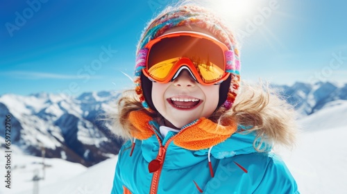 Beautiful girl at a ski resort in winter clothes. Active lifestyle, vacation and recreation.