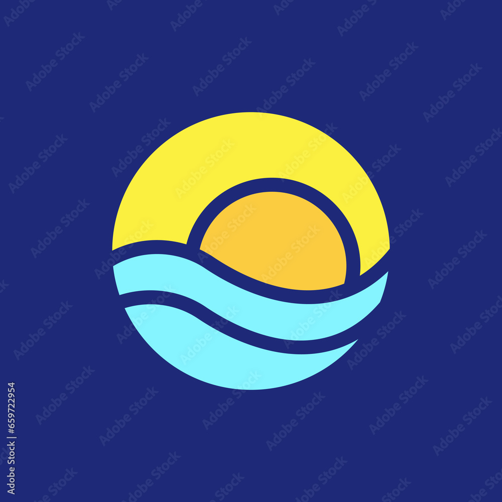 wave water sea sunset colorful geometric circle modern simple minimalist logo design vector icon illustration wave water sea sunset colorful geometric circle modern simple minimalist logo design vector icon illustration