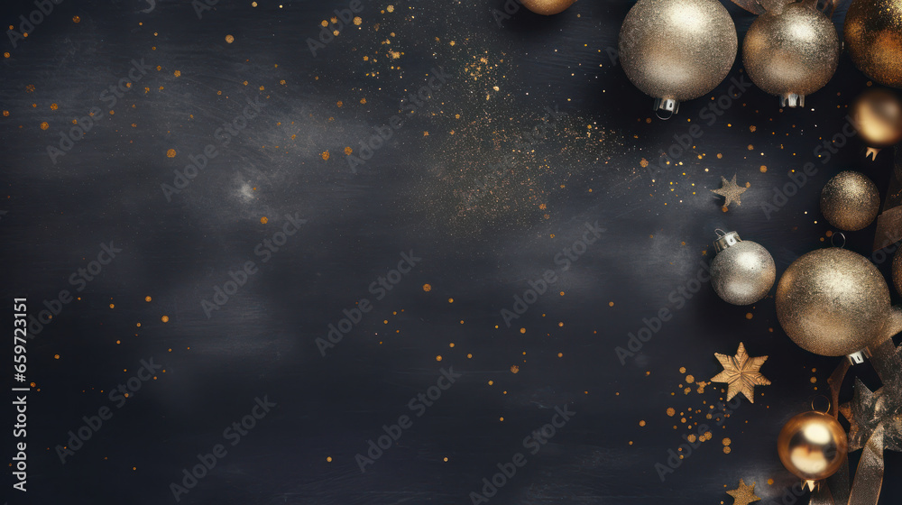 Fototapeta premium Christmas background with silver ornament decoration, Copy space, Celebration, Festive. Generative AI