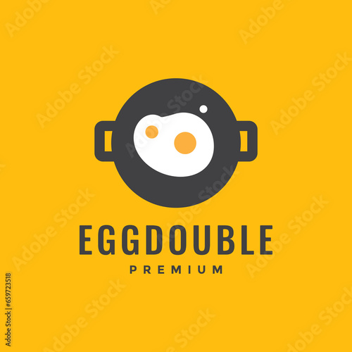 egg sunny side up double wok cooking taste colorful modern logo design vector icon illustration