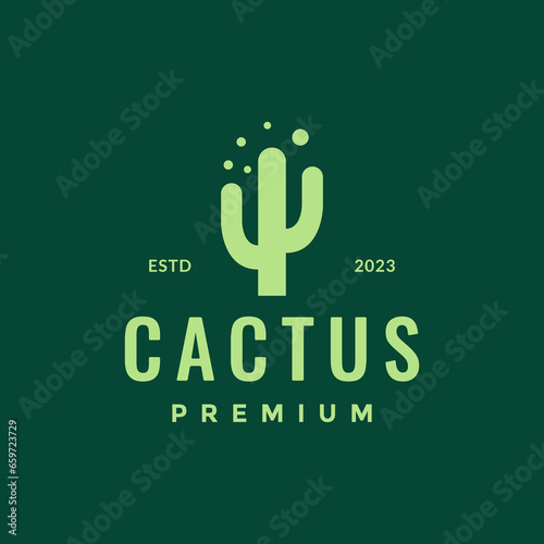 plant cactus desert simple clean hipster colored minimal style logo design vector icon illustration