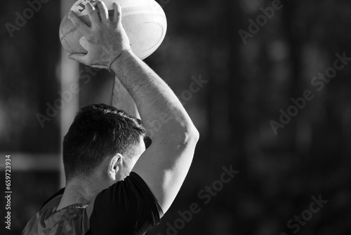 Entraînement de Rugby photo en noir et blanc 