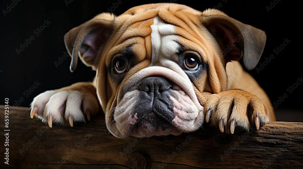 An English BUlldog relaxes UHD wallpaper Stock Photographic Image