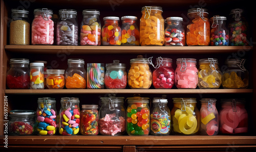 Cupboards, glass bottle, candy photo