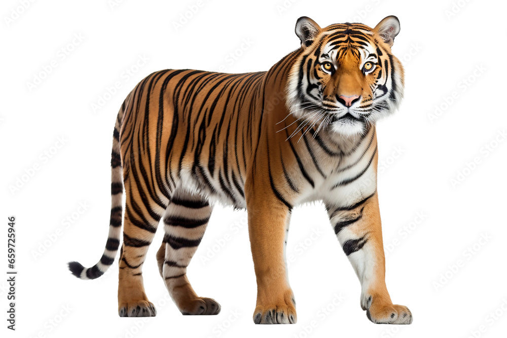 Bengal Tiger on White Background Generative AI