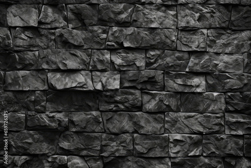 A monochrome stone wall with contrasting textures and patterns
