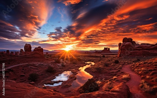 Turret arch in Utah at sunset