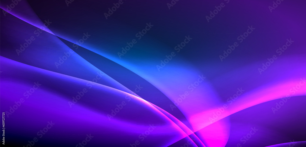 Dynamic waves in ethereal glow of neon lights. Concept merges fluidity of motion with vibrant allure of neon, crafting entrancing backdrop that embodies both vitality and futuristic sophistication Dynamic waves in ethereal glow of neon lights. Concept merges fluidity of motion with vibrant allure of neon, crafting entrancing backdrop that embodies both vitality and futuristic sophistication