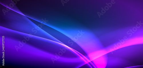 Dynamic waves in ethereal glow of neon lights. Concept merges fluidity of motion with vibrant allure of neon, crafting entrancing backdrop that embodies both vitality and futuristic sophistication