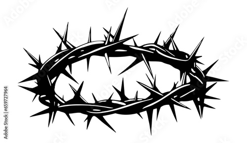 Crown of thorns, Christian symbols, vector illustration, Generative Ai.